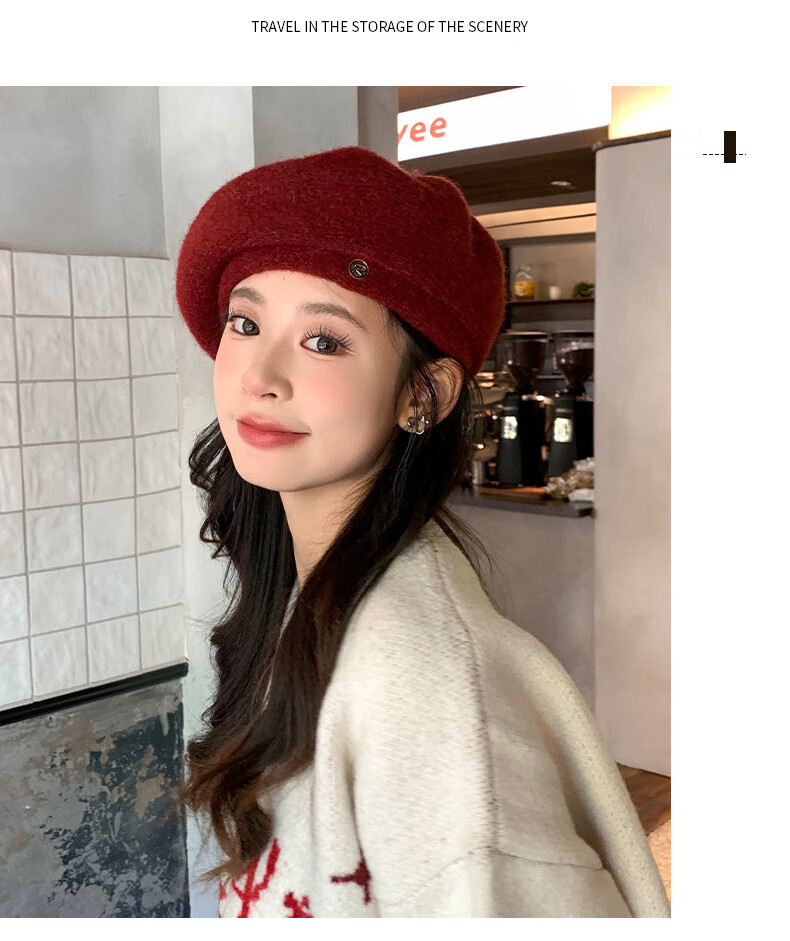 XUEXIMAN Women's Beret Autumn Winter Versatile Warm Slim Face Octagonal British Retro Newsboy Painter Hat 5