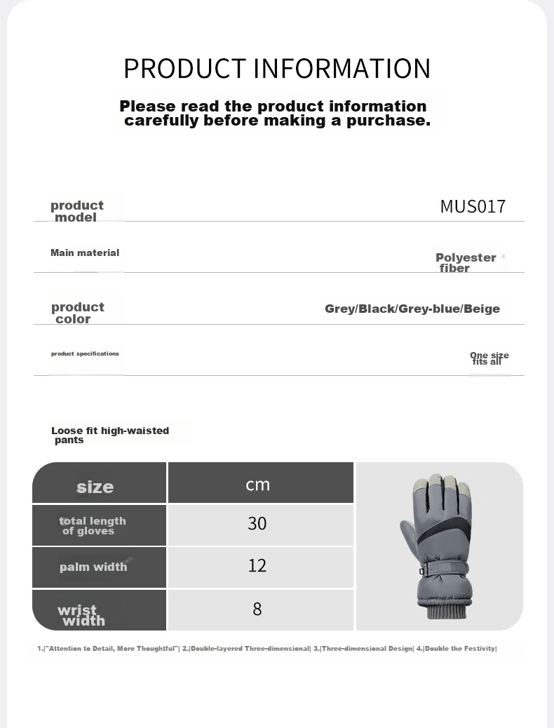 MISSION UV Ski Gloves for Men, Winter Thickened Fleece-Lined Windproof Cold-Resistant Water-Repellent Autumn Winter Cycling Touchscreen Warm Gloves 9