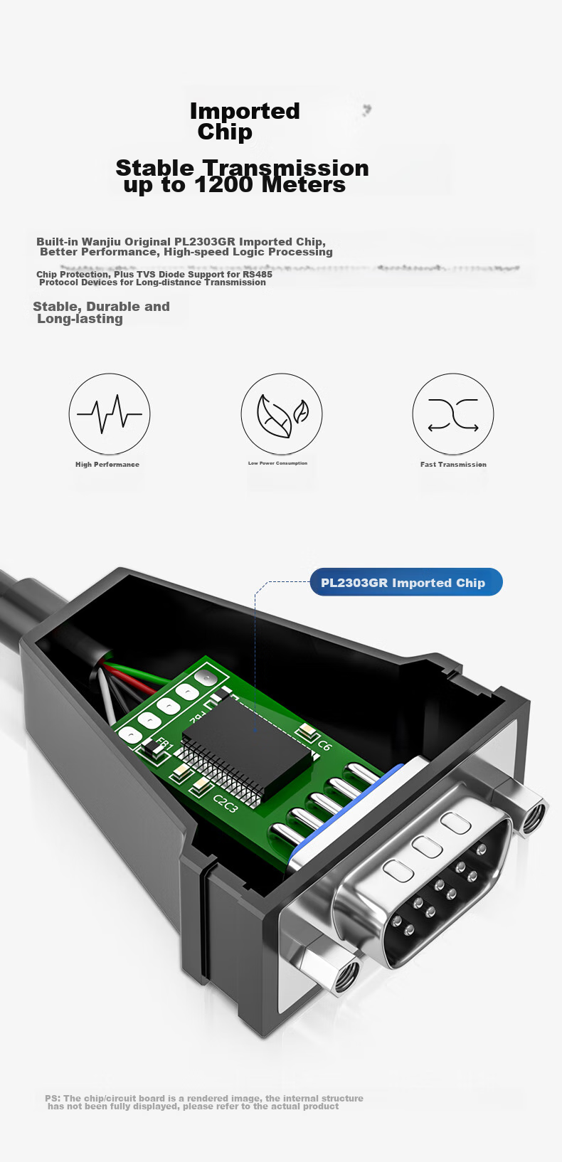 DTECH USB to RS485 Serial Cable, 9-Pin Adapter for COM Port, Debugging Cable for Laptops to Connect Attendance Machines, Barcode Scanners, And Tax Control Devices, 0.5 Meter IOT5072 5