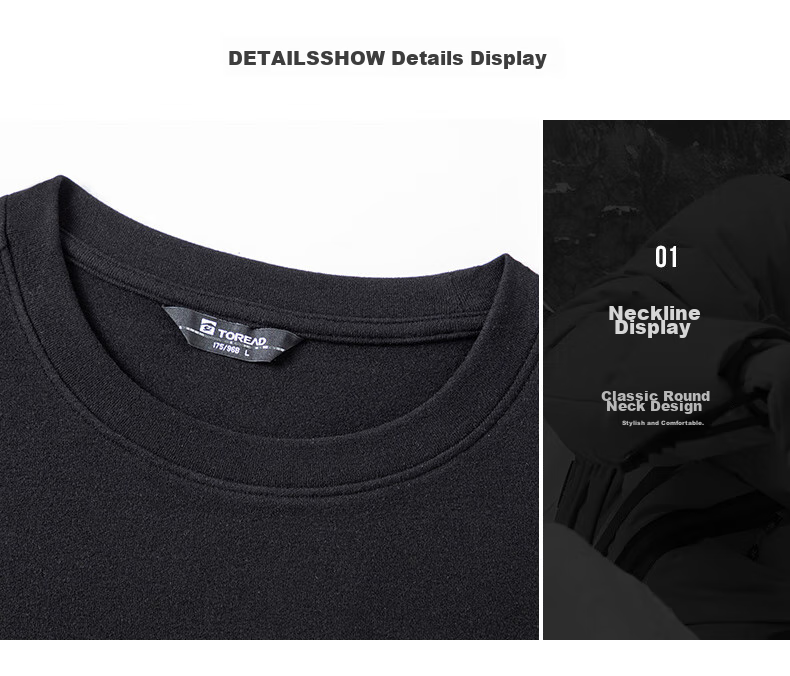TOREAD Cotton Long-Sleeve T-Shirt for Men, Autumn And Winter Sports Comfortable Sweat-Absorbing Breathable Casual Versatile Sweatshirt TAJJCM91623 25