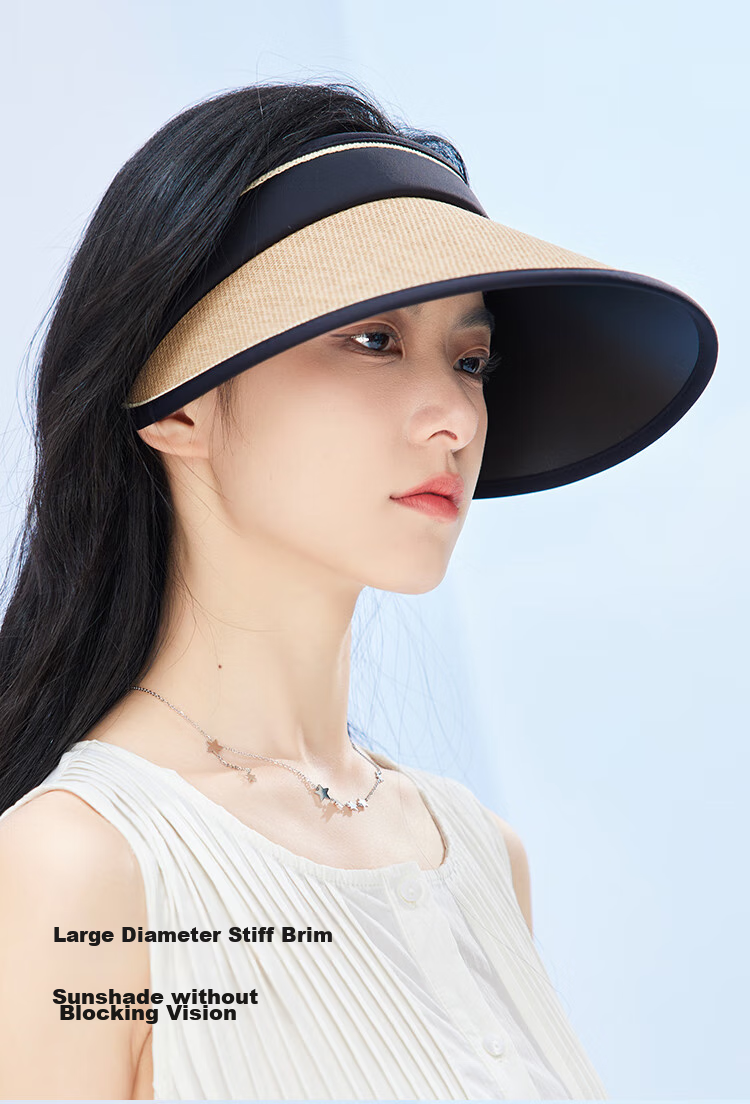 JIUMU Sun Protection Hat for Women, Sun Visor Cap, Sunhat, Open Top Hat, Straw Hat, Cool Hat, Summer Outdoor Face-Covering UV Protection Hat for Wome 3