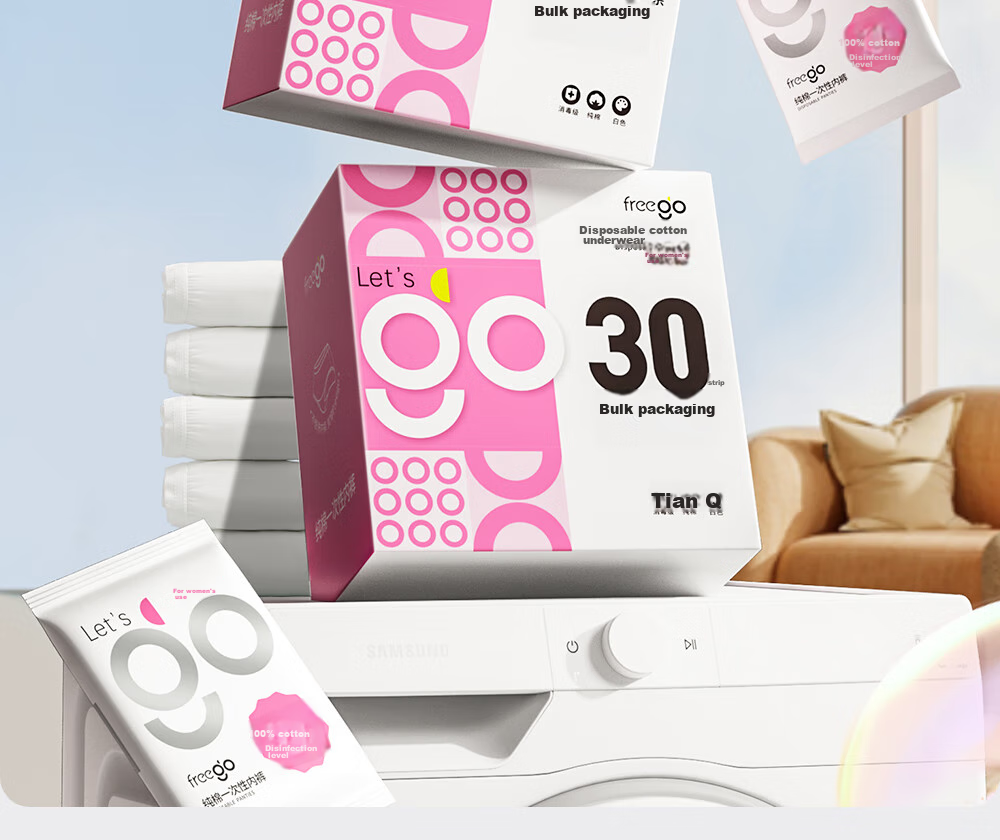 Freego Disposable Women's Underwear, Pure Cotton, Sterile, for Travel, Business Trips, Menstruation, Pregnant Women, Daily Disposable, No-Wash, Individually Wrapped, 30 Pieces, Size L 2