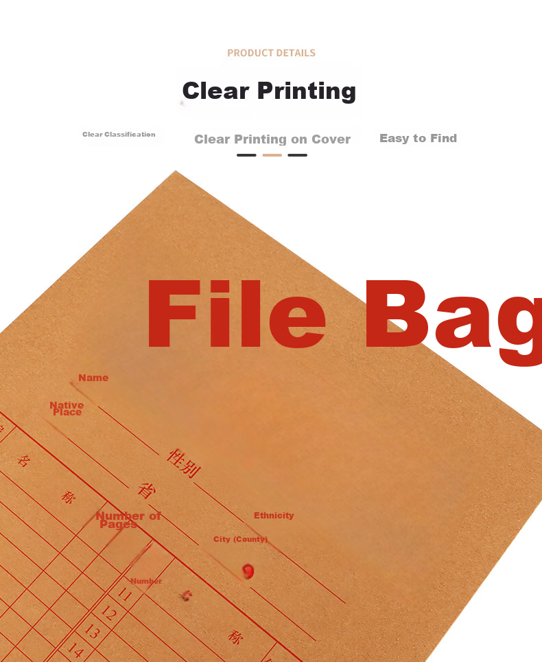 SIMAA 20 Mixed Pulp 250g Kraft Paper File Folders, Thickened with 4cm Side Width, Document Folders for Bids And Contracts, File Storage Pouches, 6608 5