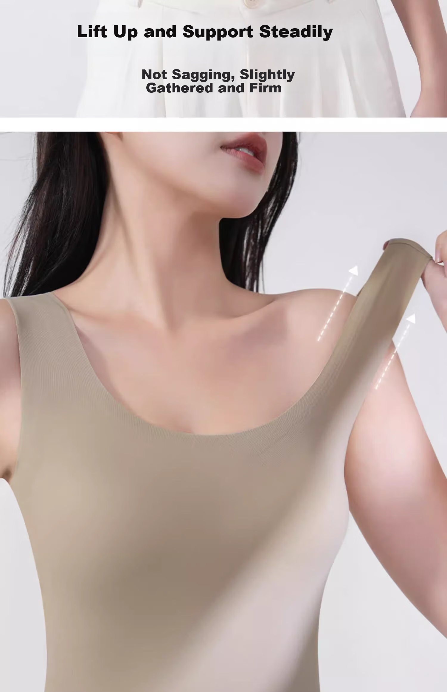 MiiOW Ice Silk Camisole Tank Top for Women with Built-In Bra Pads, White Seamless Sun Protection Inner Wear Or Outer Layer 15