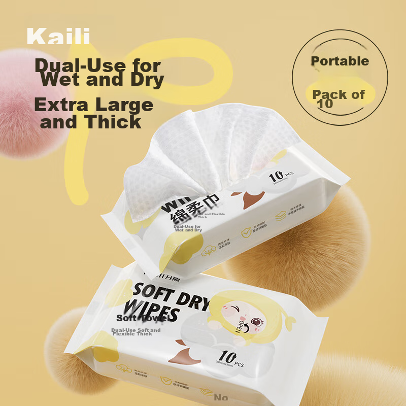 Kaili Baby Soft Wipes, Dual-Use Wet And Dry Wipes, Disposable Face Towels, 10 Sheets