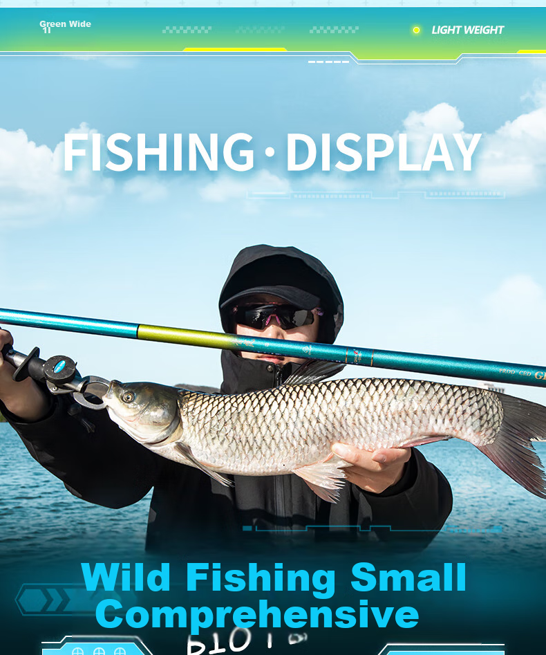 Grsaed Qinglan 6.3-Meter Fishing Rod Handheld Set, 28-Section Carbon Fiber Ultra-Light Ultra-Hard Pole Fishing Rod for Carp And Crucian Carp 9