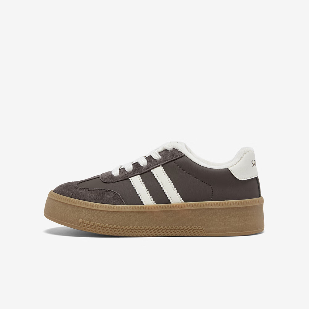 BASTO 25 New Fashion Retro Outdoor Sports German Training Shoes Thick Sole Women's Casual Shoes V2506AM5 Coffee/Off-White Suede Lining Size 38