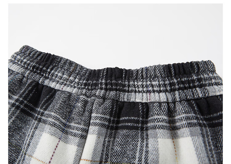 Demana [Fashion Plaid] Winter Little Chanel Style Elastic Waist Wide Leg Pants Fleece Lined Slightly Stretchy Casual Trousers for Women 12