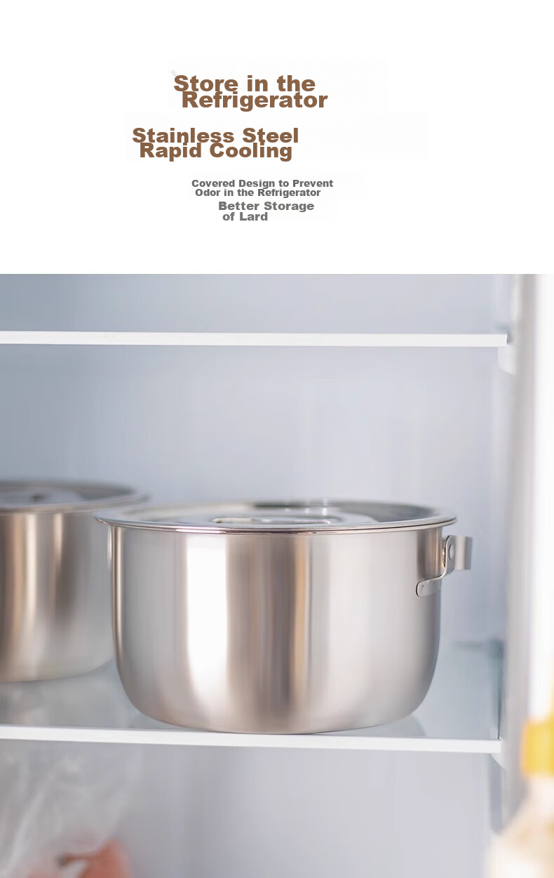 GuofengG 304 Stainless Steel Lard Container, Oil Pot, Lard Basin, High-Temperature Resistant Large-Capacity (With Filter And Lid) 1.4L 9