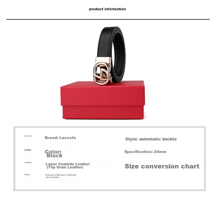 CROCODILE Top-Grain Leather Women's Belt with Automatic Buckle, Fashionable Casual Versatile Waistband, Birthday Gift for Women T3603 9