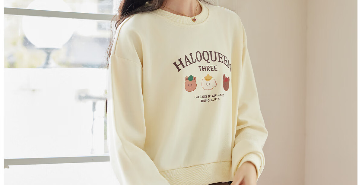 Halo Queen Women's Sweatshirt, Spring And Autumn Round Neck, Little Bear Christmas Outfit, Fashionable Loose Top Jacket H143W1002 69