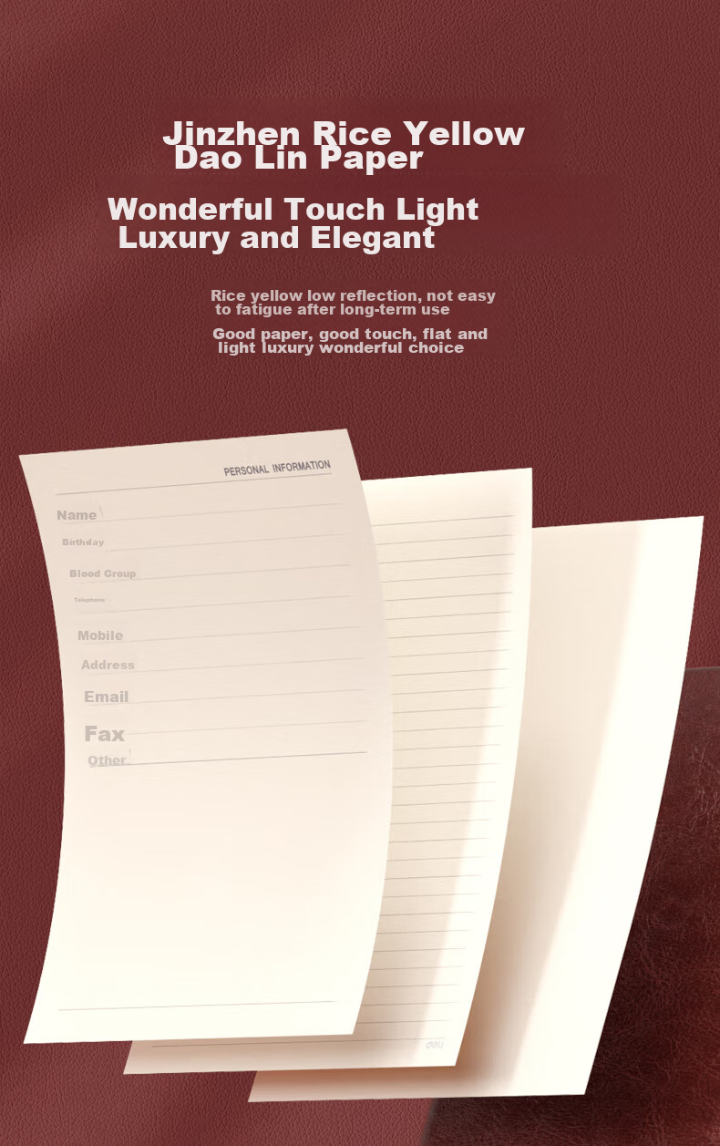 Deli Customizable Leather Notebook, 25K 160 Sheets, Thick Business Diary, Meeting Notepad, Office Supplies, Brown, 3186 11