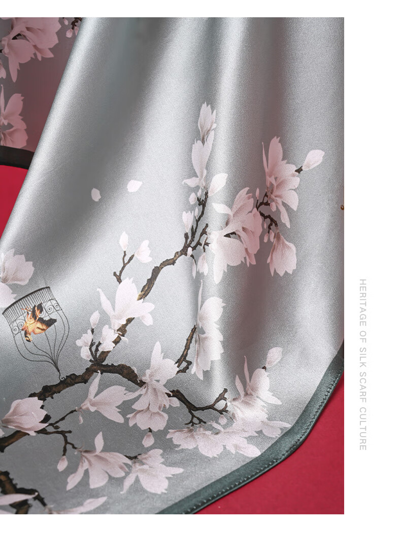 Hangsilu Silk Scarf Brooch Gift Box, Chinese-Style Square Scarf, Mulberry Silk, High-End Birthday Gift, Mid-Autumn Festival Present for Women And Mothers 24