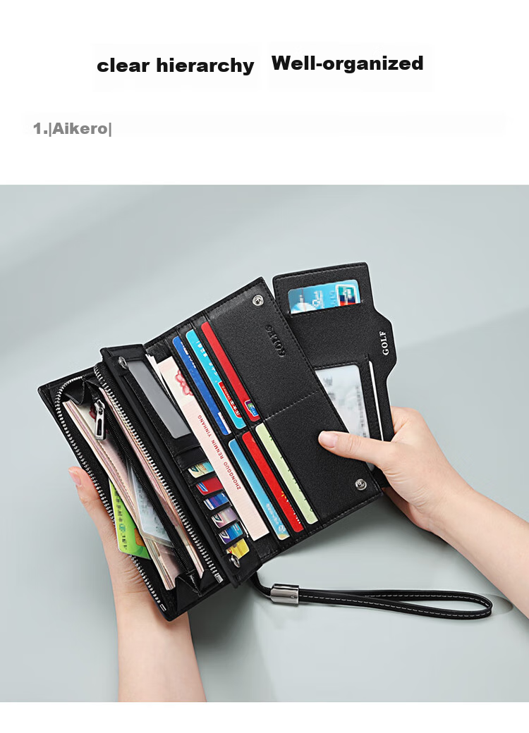 GOLF Men's Multi-Card Holder Clutch, Anti-Theft Wallet, Long Bifold Purse for Men's Driver's License And Cash 10