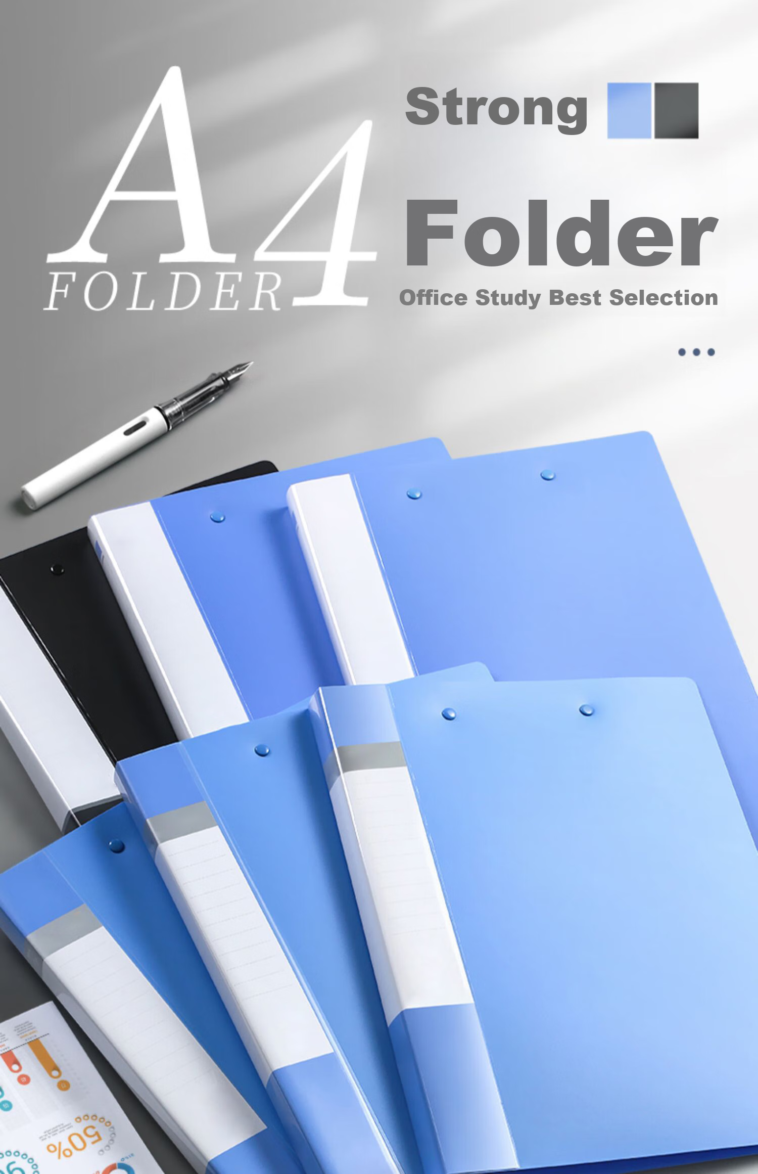 DiLe Premium Series File Box, A4 Standard Size 75MM Thick Kraft Paper Material, Financial Document Storage Office File Box, Dust-Proof Blue Single Pack 1