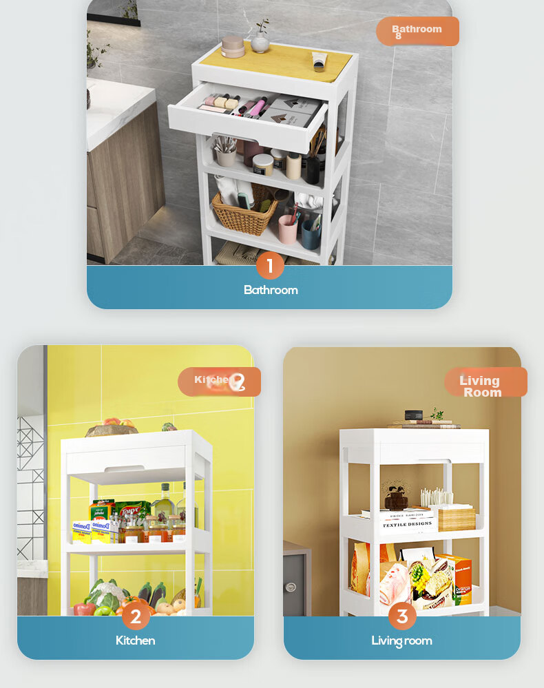 Leaijia Storage Rack, Multi-Tier Floor Shelf for Bathroom, Kitchen Organizer, Toilet Storage Rack, Small Cart with Layers 4