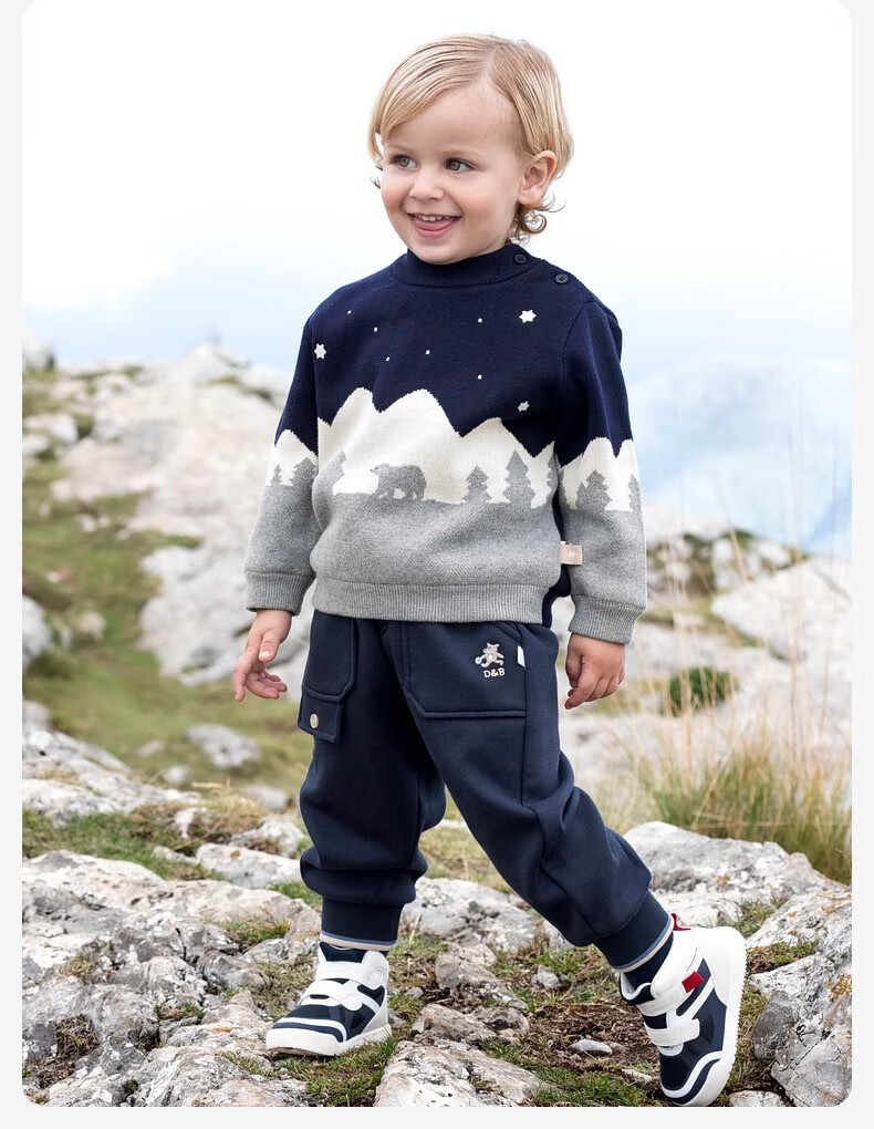 DAVE & BELLA Kids Half Turtleneck Sweater Autumn Winter Boys Fleece Pullover Baby Top 1