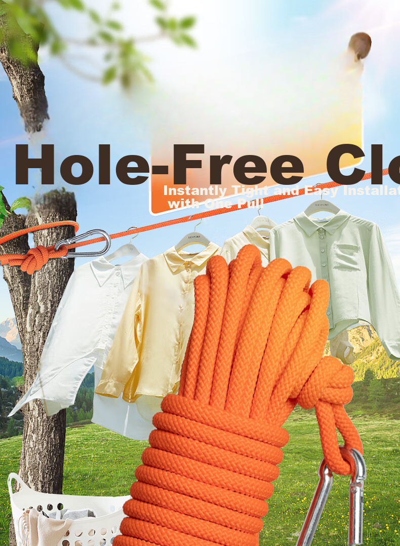 Kanle Outdoor Thickened Clothesline, Outdoor Quilt Drying Tool, Non-Slip Windproof Travel Car Roof Hanging Clothes Rope 1