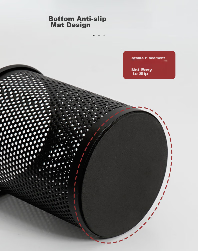SIMAA [Dense Thickening] Metal Mesh Round Pen Holder, Simple Creative Desktop Storage Box, Office Study Supplies, Black, Single Pack, 8637 6