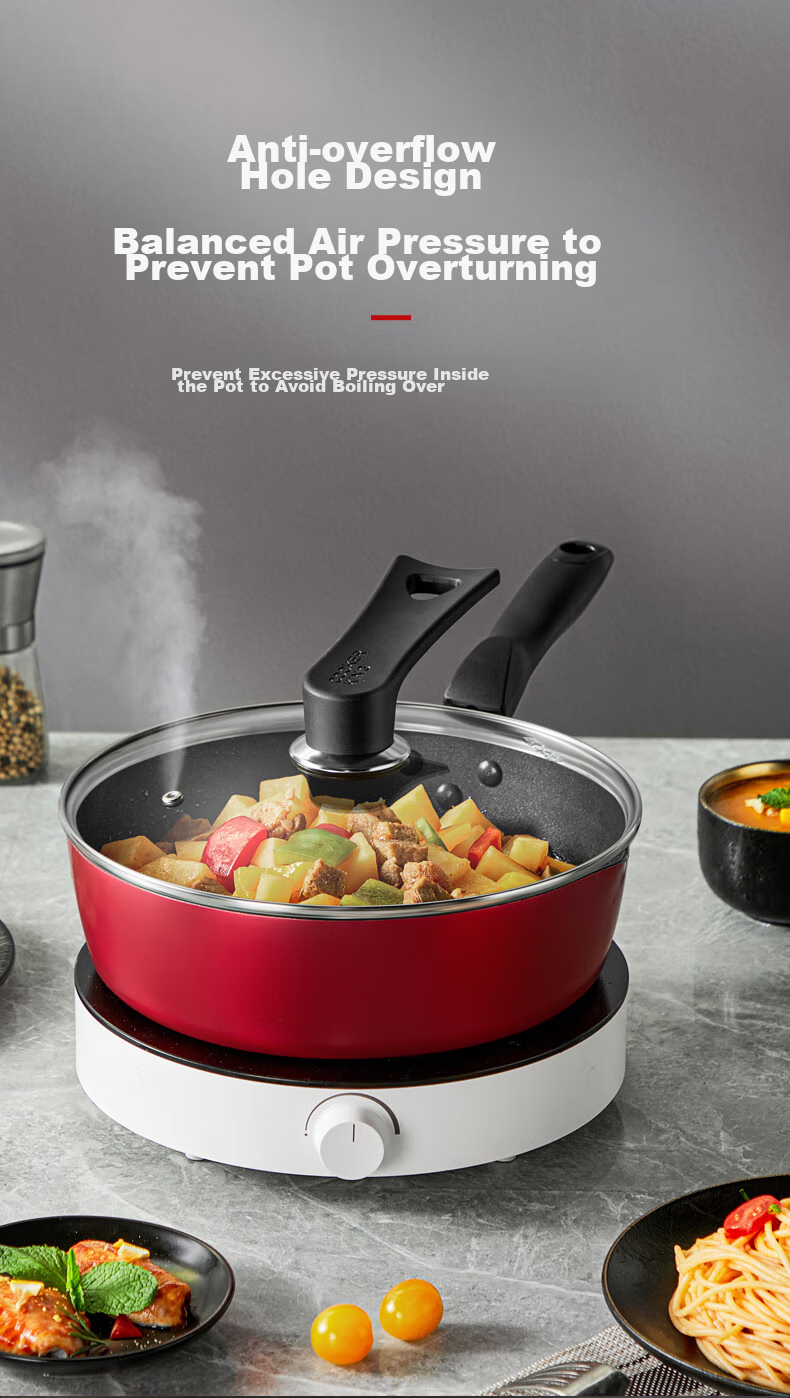 COOKER KING Glass Lid with Handle, 28cm, 304 Stainless Steel Edging, Suitable for Wok, Frying Pan, Hot Pot, Steamer, Shatterproof 8