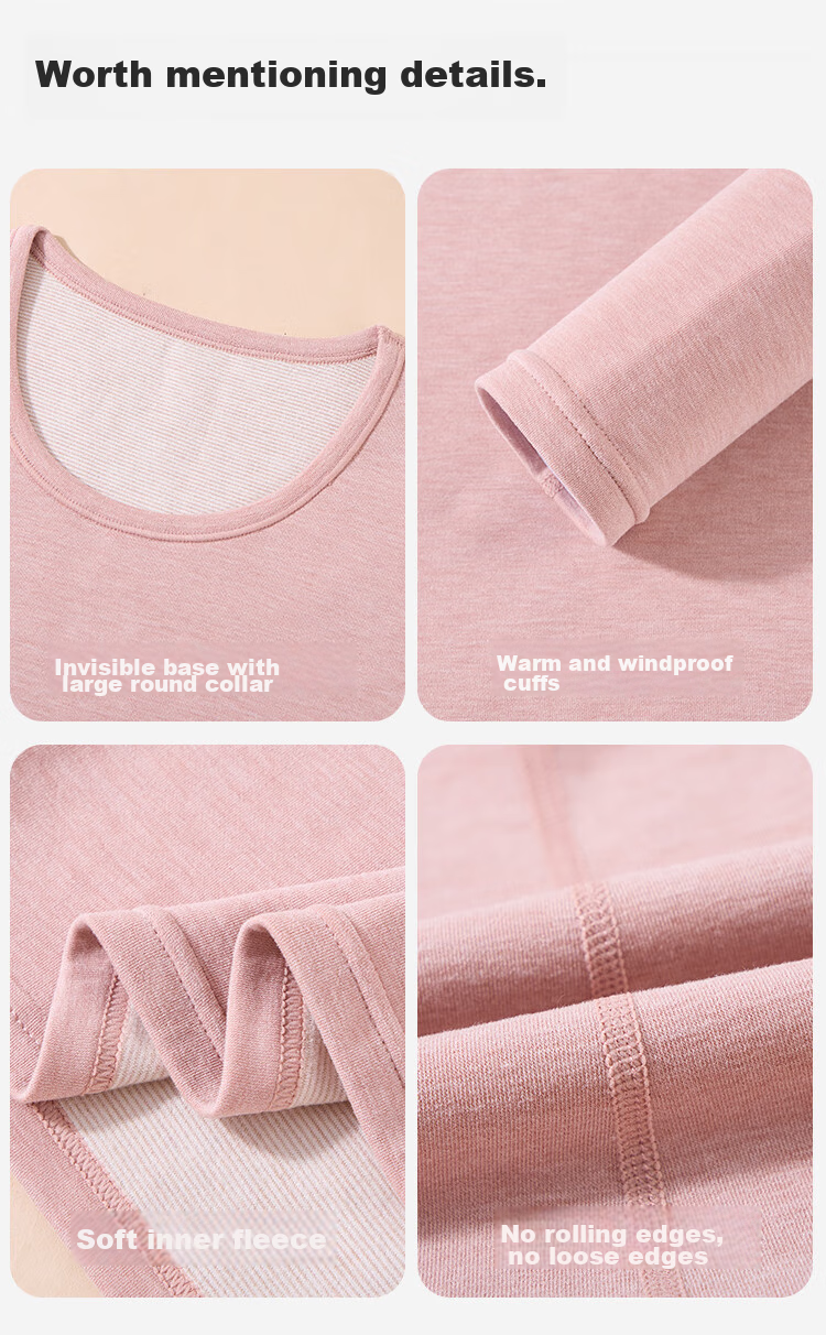 MiiOW Thermal Underwear for Women, Modal Base Layer with Cashmere And Silk, Autumn Top And Bottom Set, Pink, Size L 21