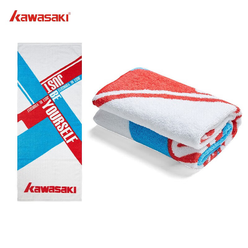 KAWASAKI Sports Towel, Sweat-Absorbing, for Badminton, Running, Fitness, Quick-Drying Sweat Towel KTW-983, Red And Blue, 40CM*100CM