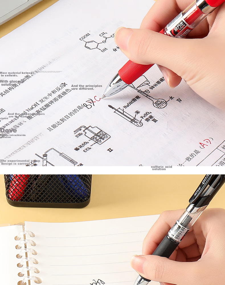Genvana [12 Retractable] 0.5mm Red Gel Pen Comfortable Writing Push-Button Classic Bullet Tip Signature Pen for Training Exams Practice Office G-1326 6