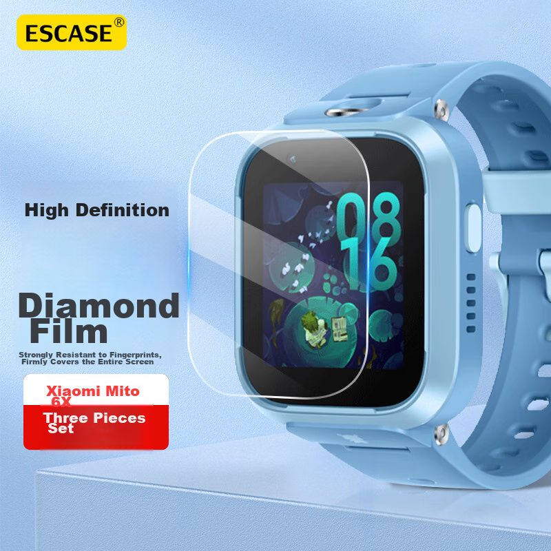 ESCASE [Three-Pack Premium] Screen Protector for Xiaomi Mijia Rabbit 6/6X, Tempered Glass Film for Children's Phones And Watches, Self-Adhesive, Fingerprint-Resistant Glass Film