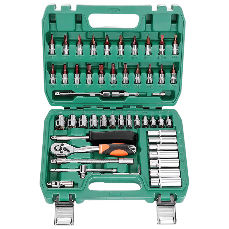 GREENER 54-Piece Socket Wrench Tool Set Complete Auto Repair Home Use Car Maintenance Tools