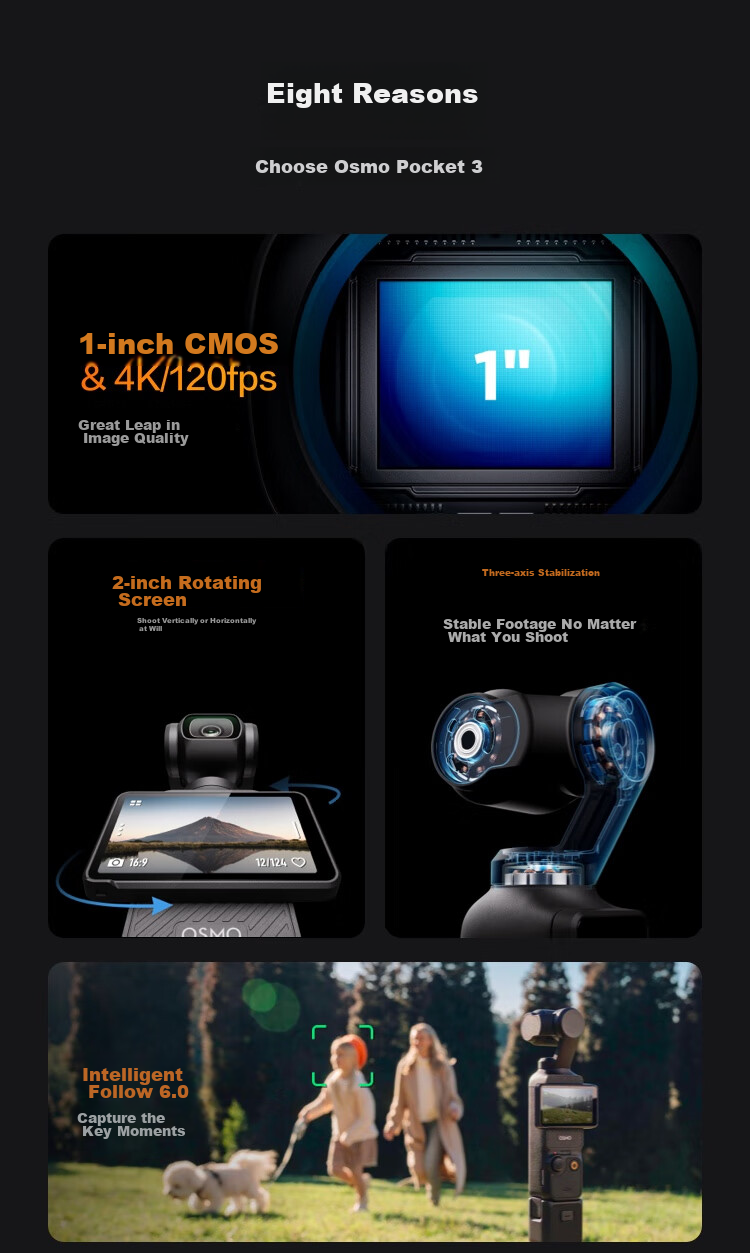 DJI Osmo Pocket 3 All-In Kit, 1-Inch Pocket Gimbal Camera, OP Lingmou Handheld Digital Camera, Travel Vlog, Portable Beauty Camera 4