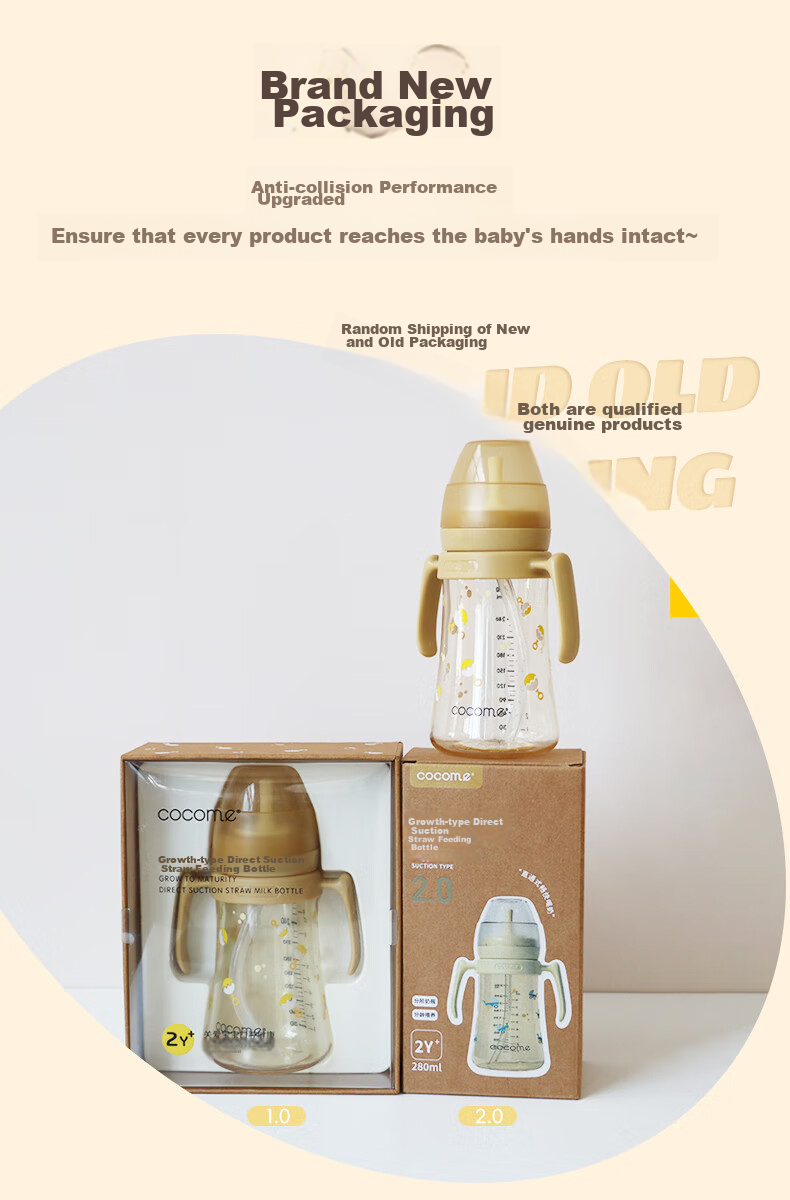 COCOME PPSU Bottle for Children Aged 1-3 Years Old, Direct Drinking Straw Bottle for 1-2 Years And Above, Milk Cup, Mustard Yellow 15