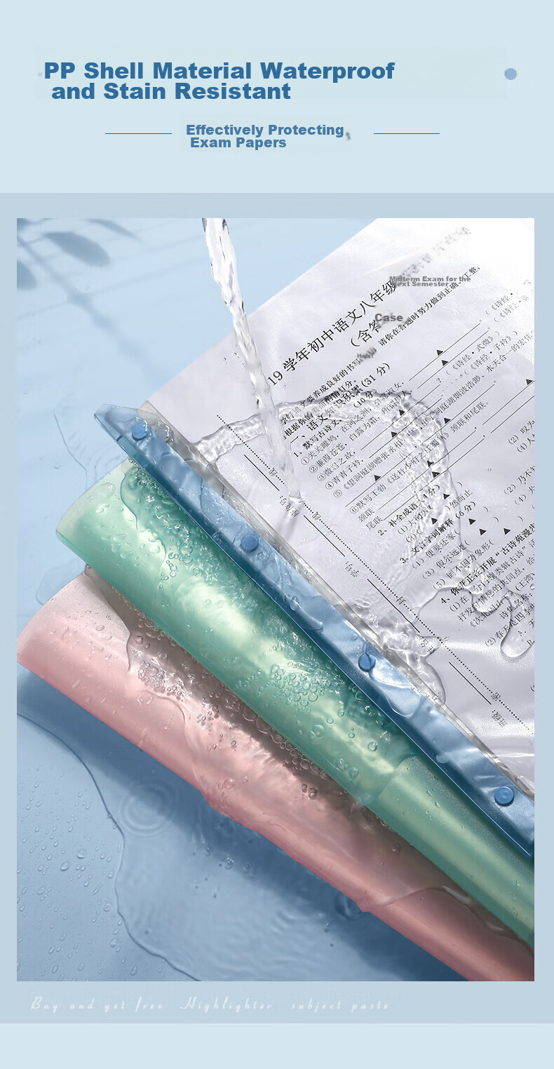 Jinzhi A3 Exam Paper Folder with 60 Pages, Large Capacity to Hold 120 Sheets of Student Exams, PP Material, Includes Subject Stickers, Taro Pink Color, for Exam Season Paper Organizatio 9