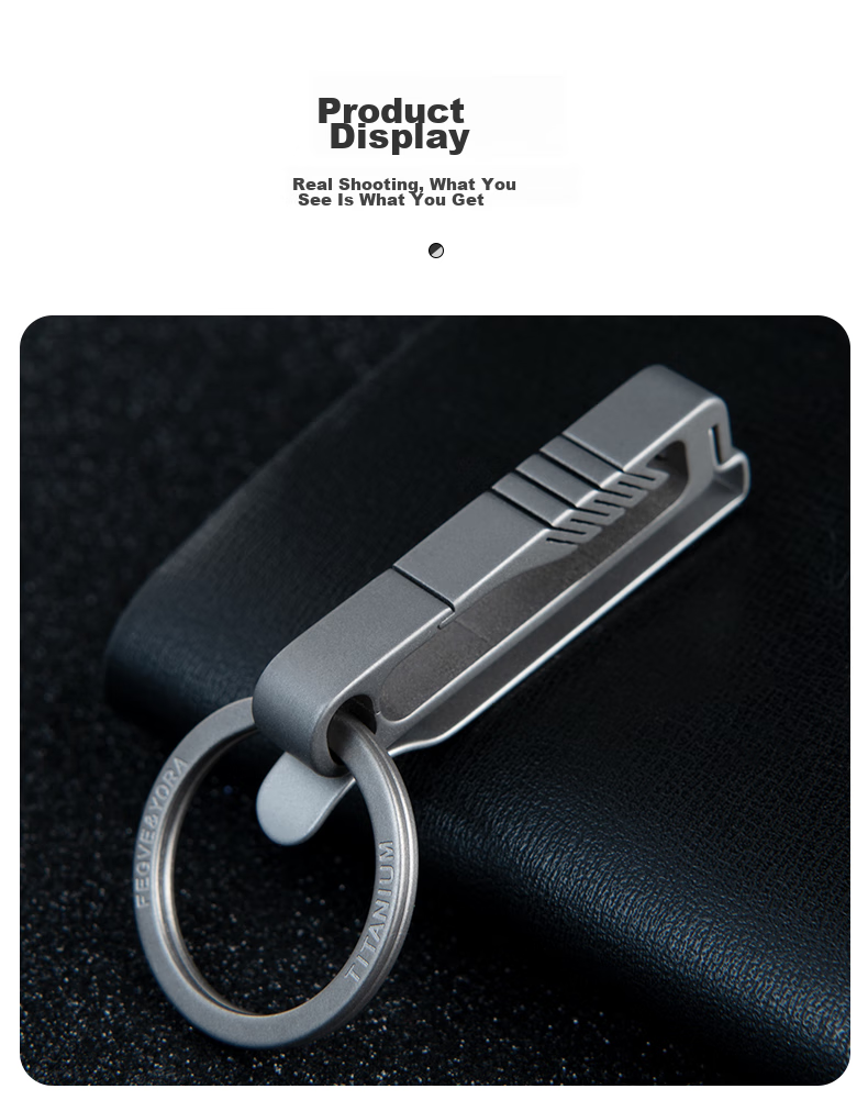 YORA Titanium Alloy Belt Clip Keychain, Leather Belt Buckle, Men's Waist-Hanging Belt Clip, Men's Sports Pants Car Key Ring Pendant 7