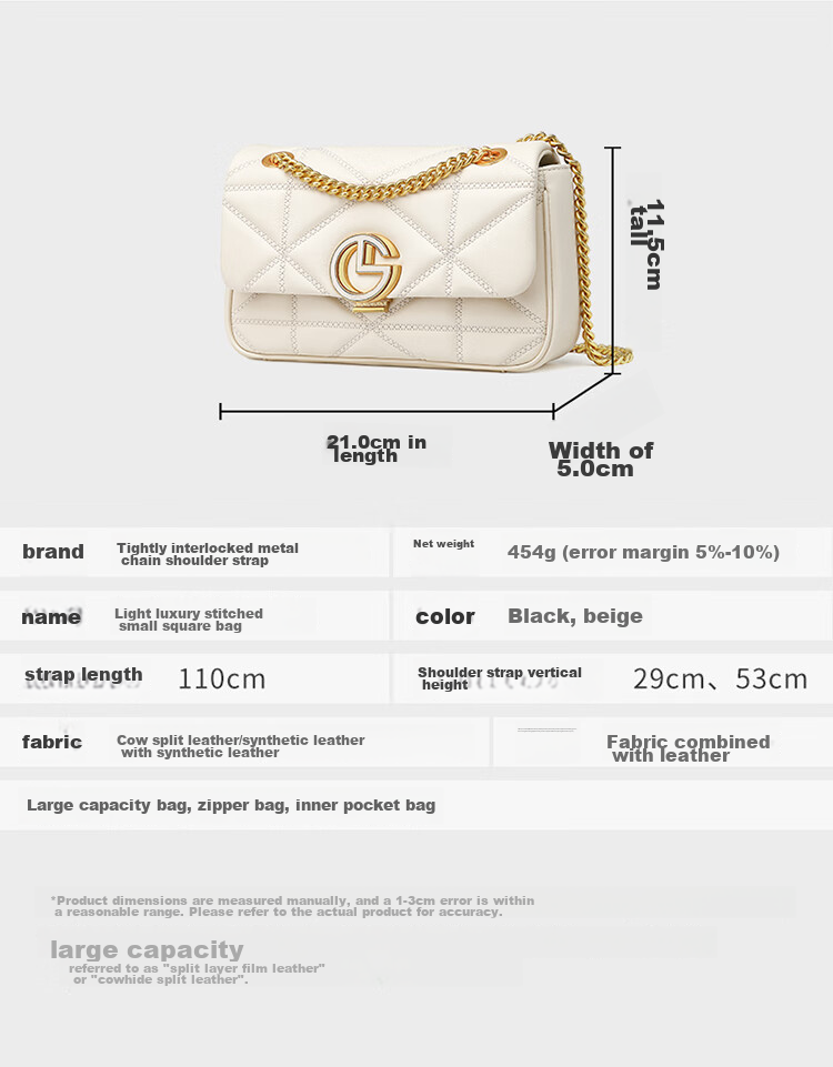 Goldlion Women's Handbag, Fashionable Shoulder Bag, Chain Bag, Crossbody Small Square Bag, Birthday Gift 16