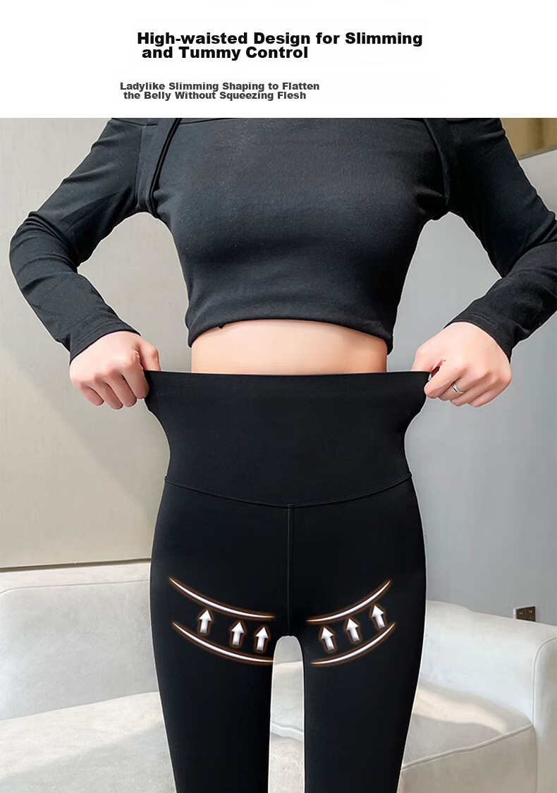 FitonTon Micro-Flared Shark Leggings for Women, High-Waisted Yoga Pants with Tummy Control And Butt-Lifting Effect, Suitable for Autumn And Winter Wear, Black, Size L 4