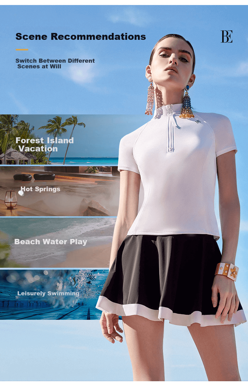 BALNEAIRE Fashion Series Women's Two-Piece Swimsuit Dress Slimming Sun Protection Chlorine-Resistant High-End Vacation Swimwear 84113 Skirt Bottom L 8