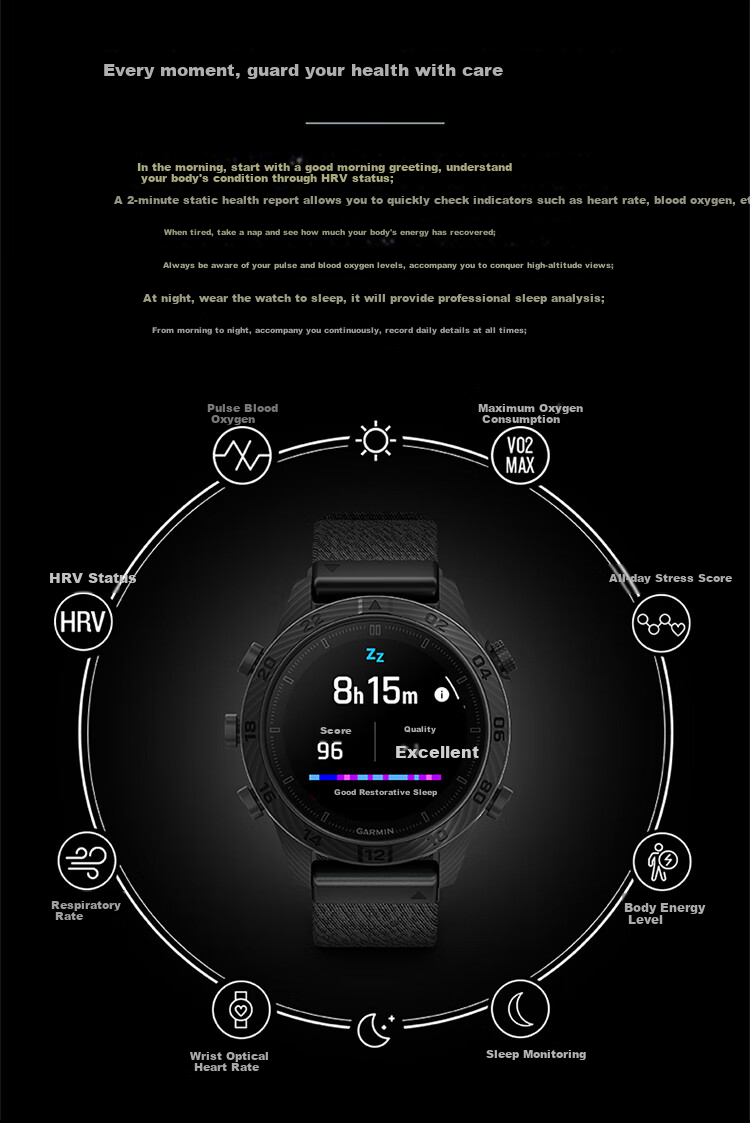GARMIN MARQ2 Athlete Gen 2 Carbon Fiber High-End Business Outdoor Trail Smart Sports Watch 6