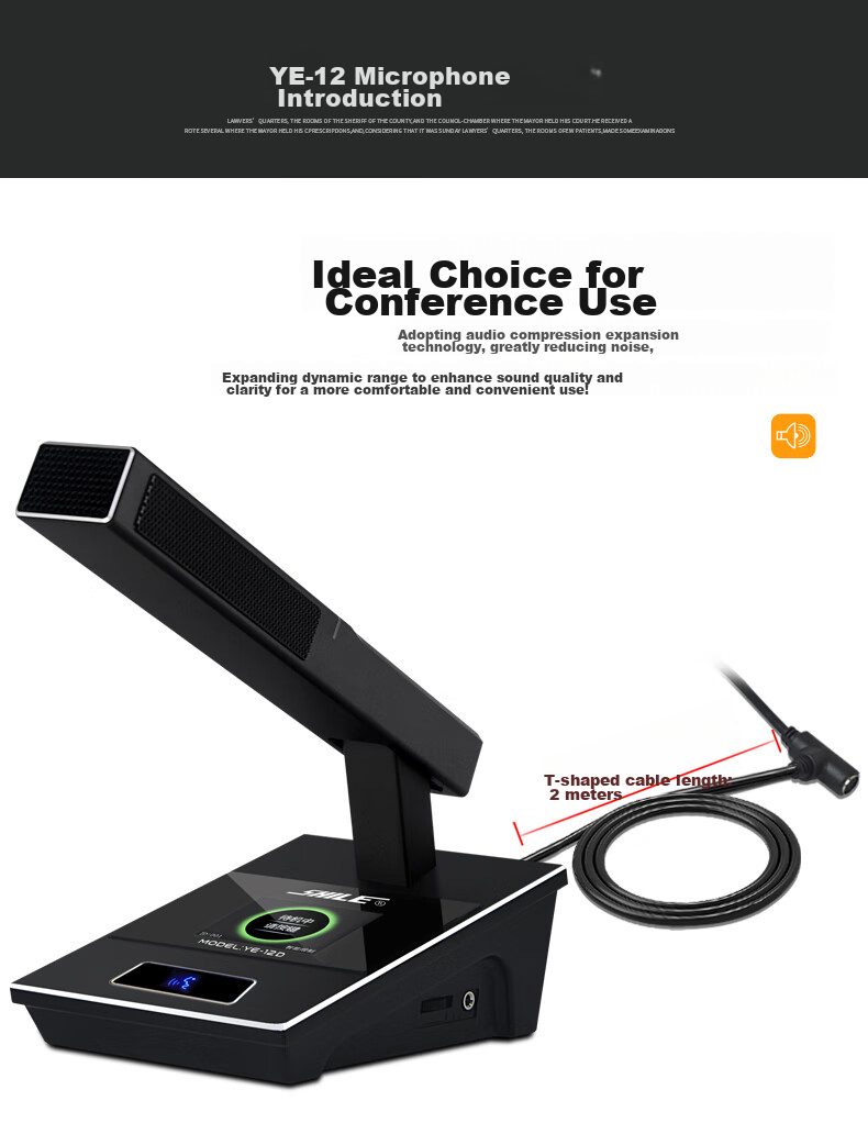 SHILE YE-12 Professional Wired Handheld Microphone, Engineering Conference Microphone, Large Meeting Room Desktop Gooseneck Square Pole Microphone, One-To System 5