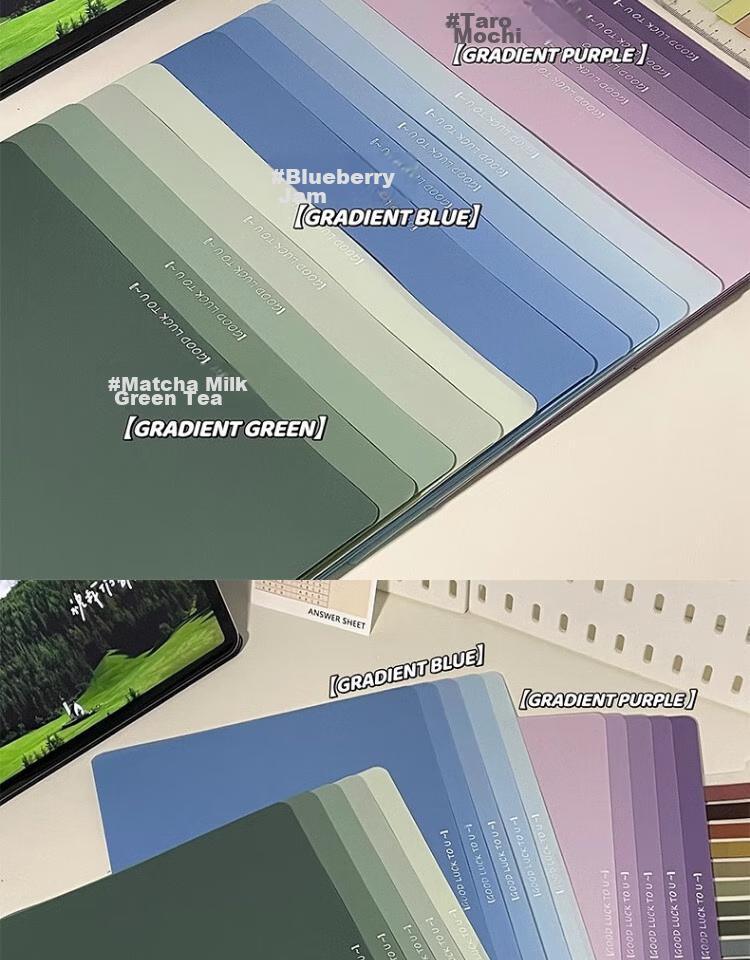 Shaonianban File Folder, Two-Page Document Holder for A4 Gradient Single Sheet, Office Stationery, Single Page Exam Paper Storage Bag, L-Shaped Waterproof Single Sheet Exam Paper Folder, Storage Folder, Green, Pack of 5 3