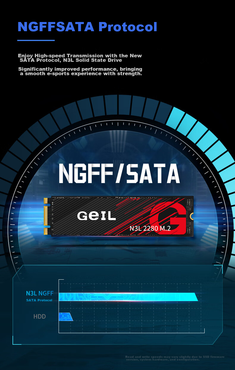 GEIL Jinbang 1TB SSD, M.2 SATA Protocol, 2280 NGFF, for Desktop And Laptop, High-Speed 500MB/S, N3L Series 5