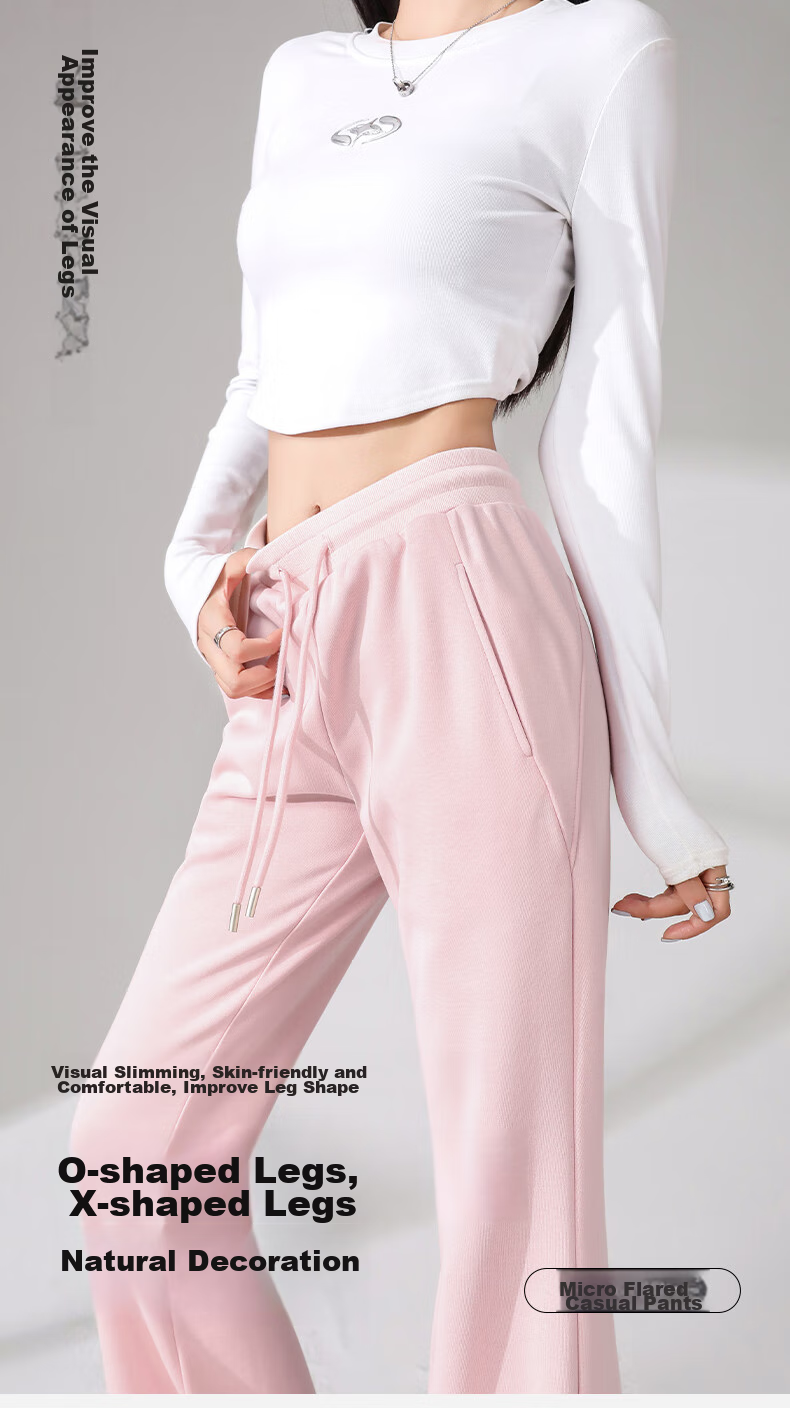 Baleno High-Waisted Flared Pants for Women, Spring And Autumn 2026, Elastic Waist, Slightly Flared Casual Long Pants, Fashionable Black Harem Pants 2