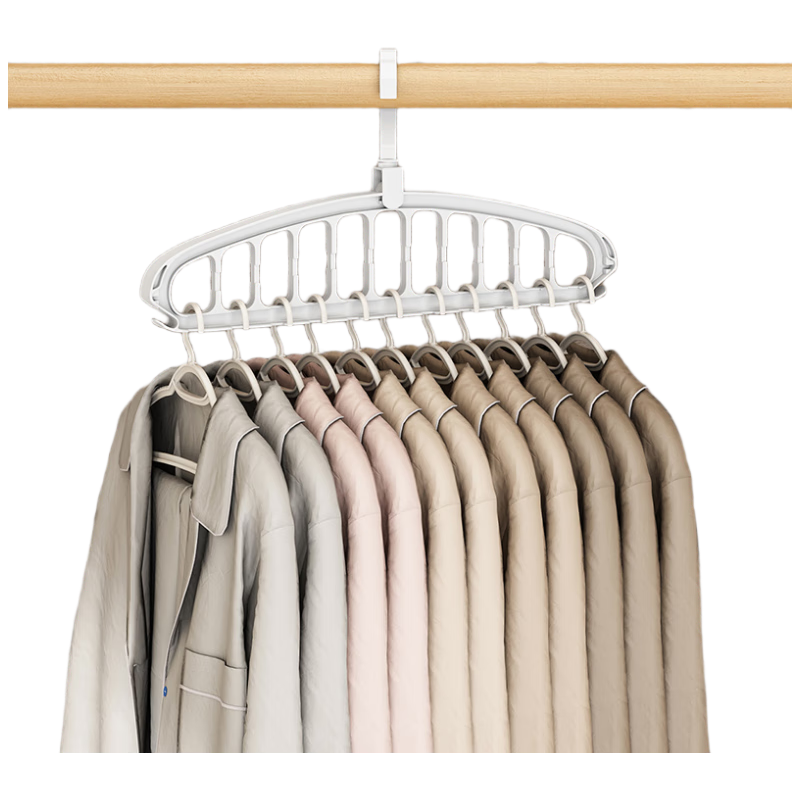 MUYA Foldable Clothes Hanger, Dormitory Wall-Mounted Storage Rack, Rotatable Plastic Hanger, Household Student Essential, Multi-Functional Magic Nine-Hole Drying Rack