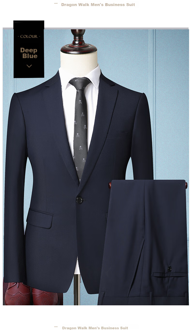ROMON Men's Suit Set, All-Season Slim Fit Professional Formal Wear, Business Attire, Groom's Wedding Outfit, Menswear 12