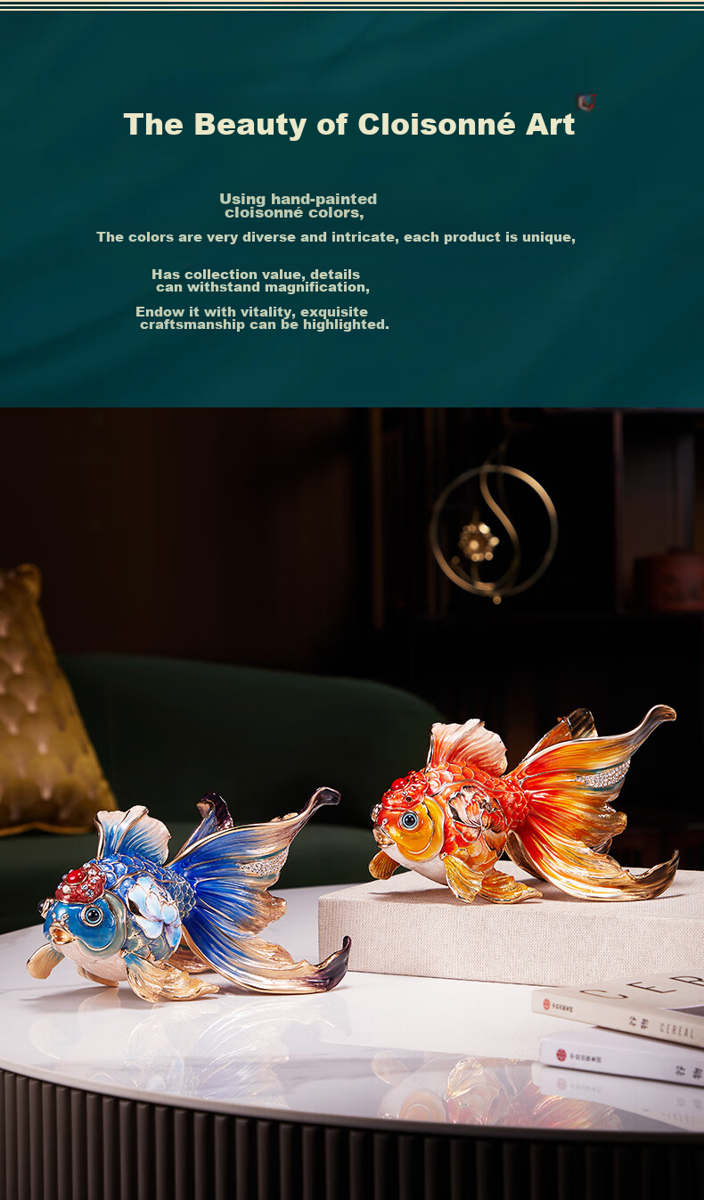 Nuoshiman, Year of The Ox Enamel Goldfish Ornament, Business Opening, Housewarming Gift, Moving Present, Living Room Office Wine Cabinet Decoratio 2
