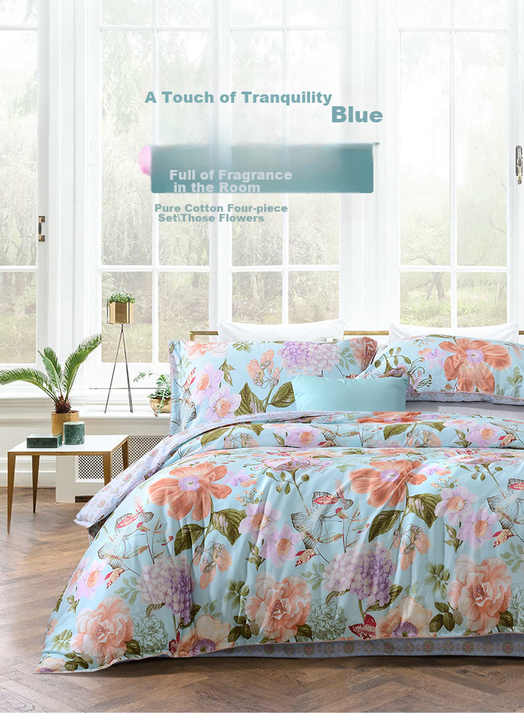 FUANNA Home Textiles Pure Cotton Bedding Set, 100% Cotton Embroidered Bedsheet And Duvet Cover, Single/double Size, for 1.8m Bed, 230*229cm, Orange 1