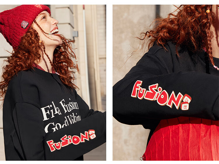 FILA FUSION FILA Trendy Couple's Pullover Hoodie, Autumn And Winter New Year Style, Fashionable Pure Cotton Knitted Top 22