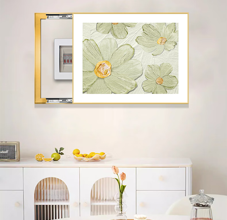 Yihuanyu New Chinese-Style Cream-Colored Electric Meter Box Decorative Painting, No Drilling Required, Covers Electrical Switch Box And Distribution Box, Wall Art And Mural 11