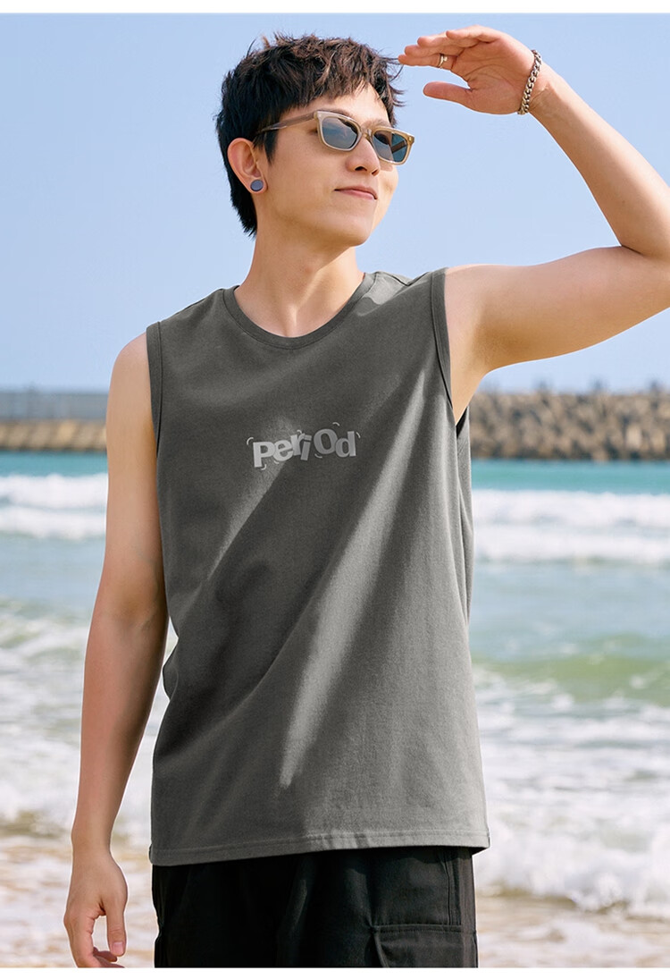 TonLion 2024 Men's Front Chest Print Tank Top, Platinum Gray, M 15