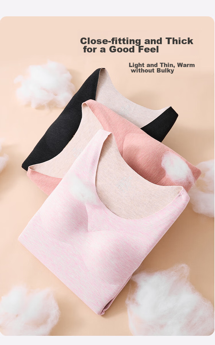 MiiOW New Thermal Underwear for Women with Chest Pads, Warm Base Layer, Contains Cashmere And Silk, Long Sleeve, Pink, XL 4