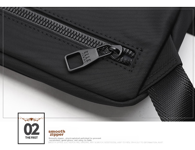 ELLE HOMME Men's Shoulder Bag, Trendy Lightweight Canvas Crossbody Bag, Water-Resistant Casual Phone Bag for Men, Travel Bag, Black 20